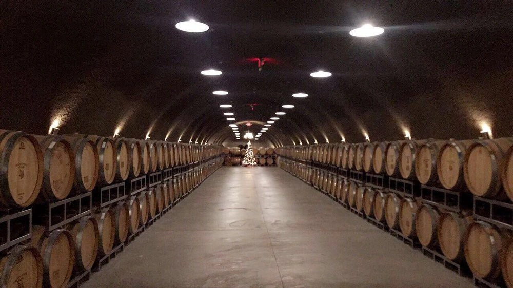 Oak Mountain Winery barrel cellar — original prior-listing photograph